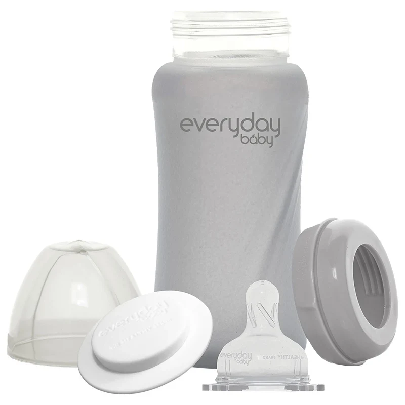 Everyday Baby Nappflaska Glas Healthy + Quiet Grey 240 ml Everyday Baby