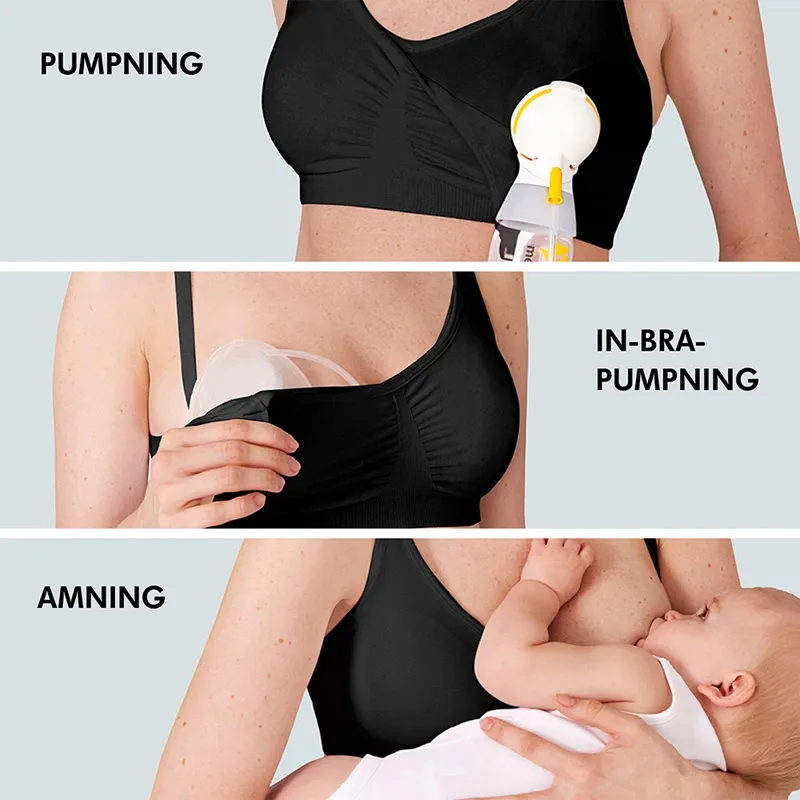 Medela 3-i-1 Amnings- och Pumpnings-BH Svart XXL Medela