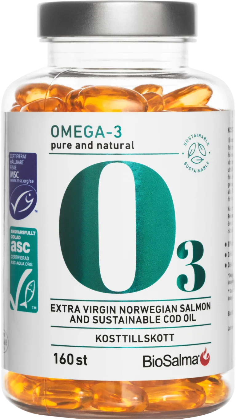 BioSalma Miljömärkt Omega-3 pure and natural 160 kapslar BioSalma