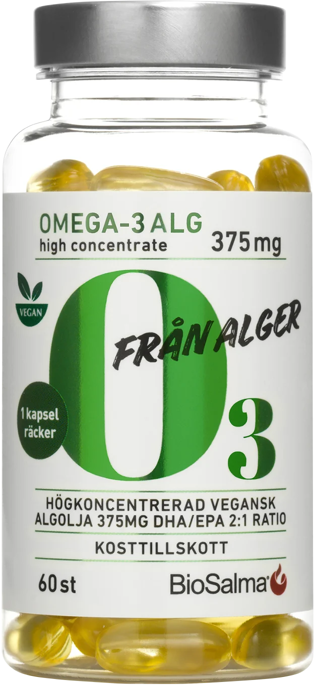 BioSalma Omega-3 av Alg 375 mg DHA/EPA 60 kapslar BioSalma