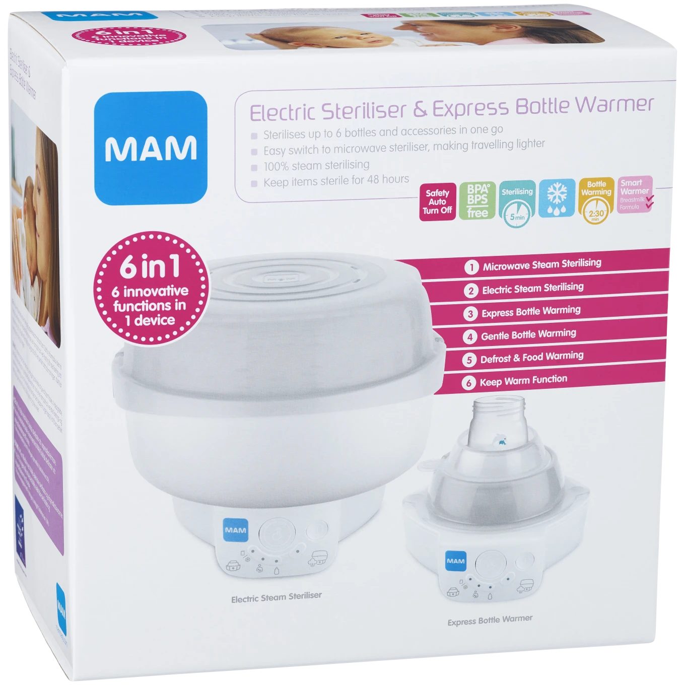 MAM 6in1 Electric Steriliser & Express Bottle Warmer 1-pack Mam