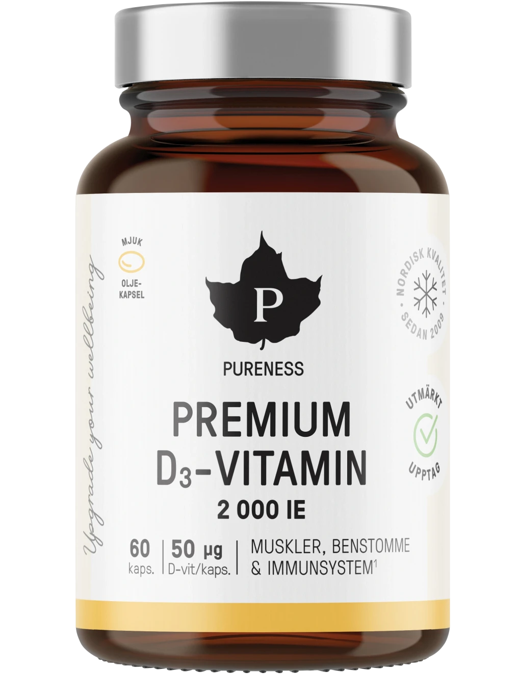 Pureness Premium D3-Vitamin 2000 IE 60 kapslar Pureness
