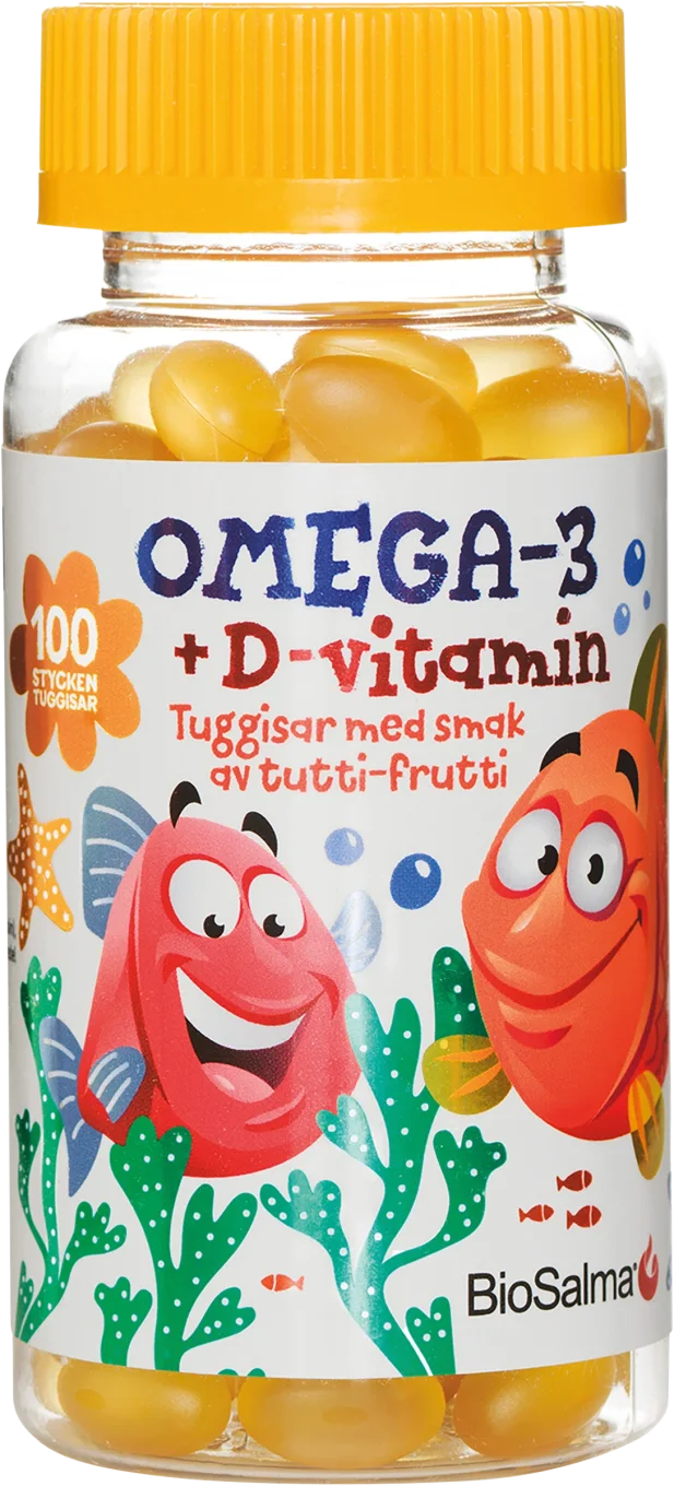 BioSalma Omega-3 + D-vitamin tuggisar barn 100 st BioSalma