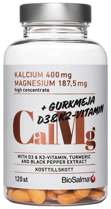 BioSalma Kalcium & Magnesium med D3, K2 & Gurkmeja 120 tabletter BioSalma