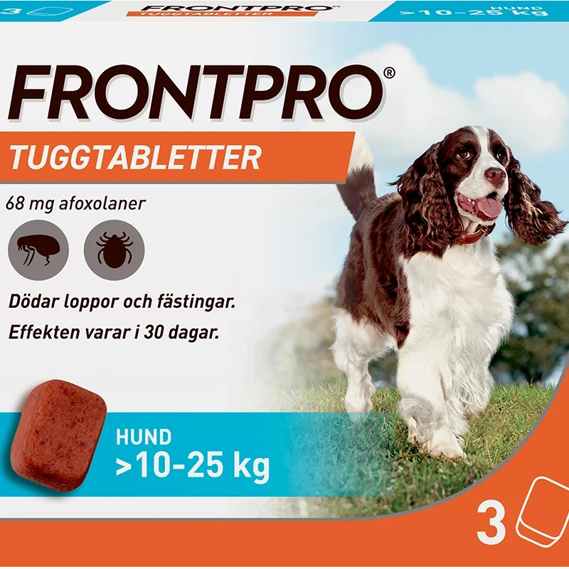 FRONTPRO 68 mg tuggtabletter för hund >10-25 kg 3 st Frontpro