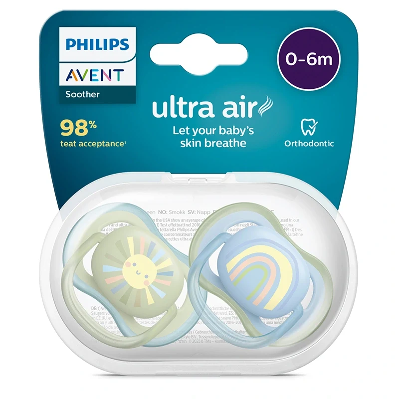 Philips Avent Ultra Air Napp 0-6 månader Ljusblå/grön 2-pack Philips Avent