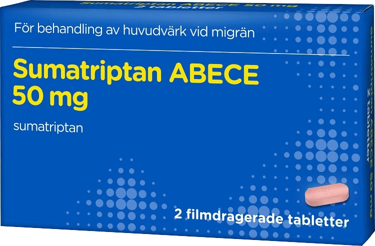 Sumatriptan ABECE 50 mg 2 filmdragerade tabletter ABECE
