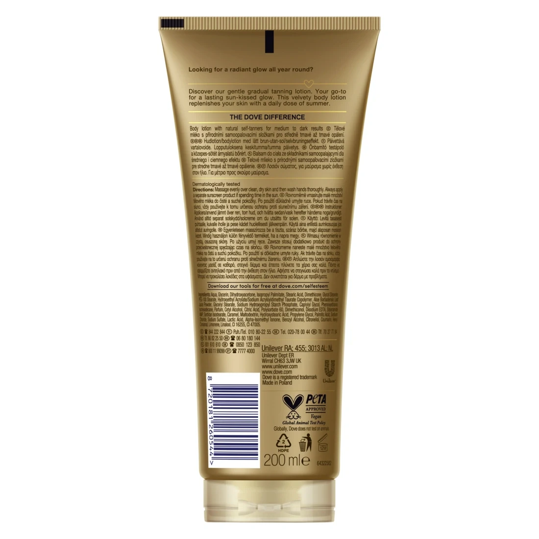 Dove Hudkräm Summer Revive Mörk 200 ml Dove