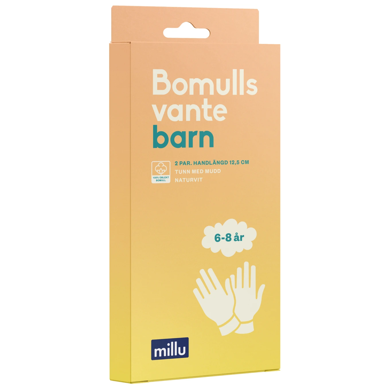 Millu Bomullsvante Barn 6-8 år 2 par Millu