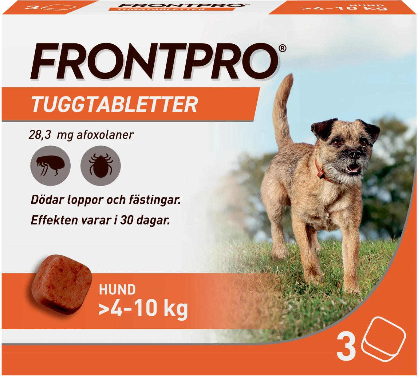 FRONTPRO 28,3 mg tuggtabletter för hund >4-10 kg 3 st Frontpro