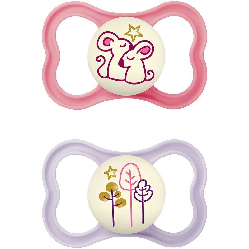 MAM Air Night Napp Silicone 6-16 mån 2-pack Rosa Mam