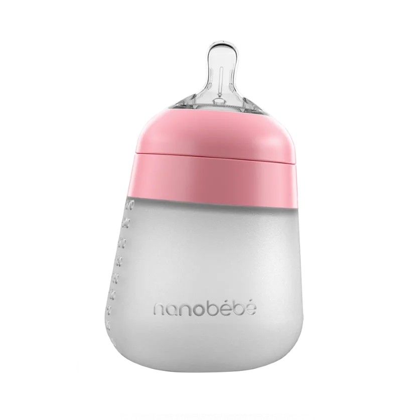 Nanobébé Flexy silikonflaska Anti-kolik 270 ml  Rosa Nanobébé