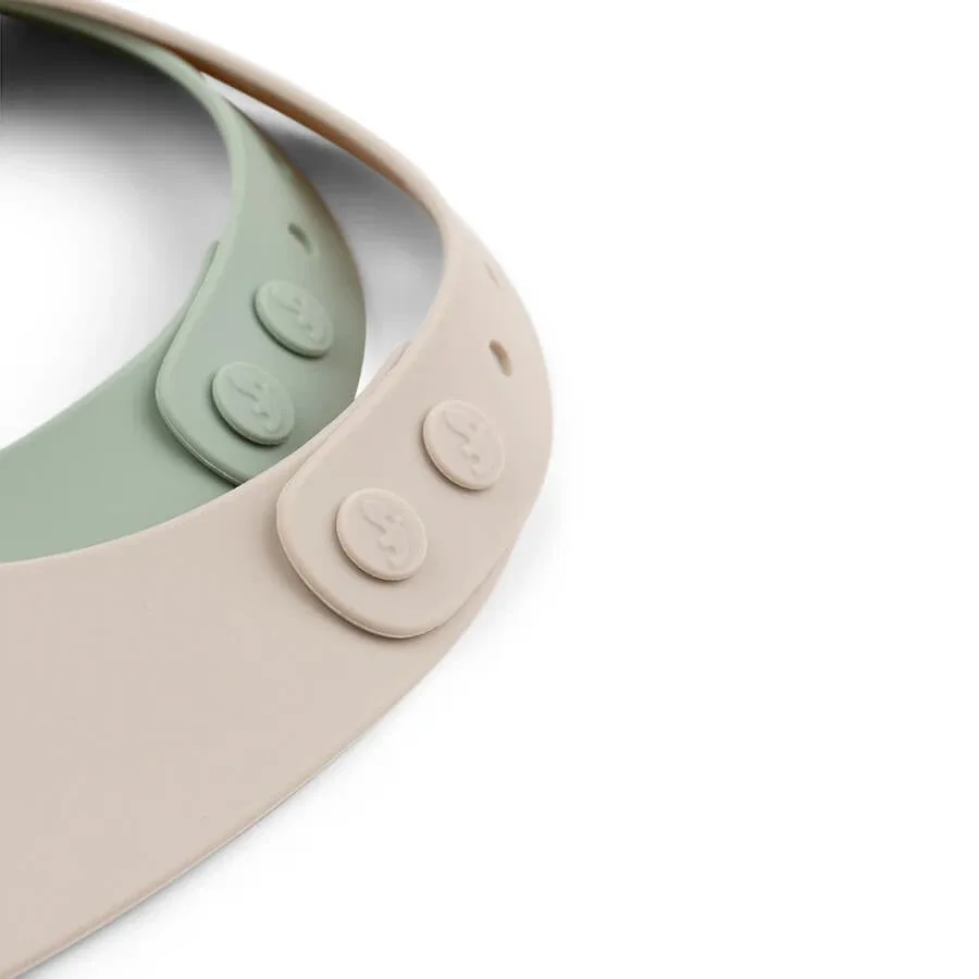 Done by Deer Silicone bib Lalee Sand/Green 2-pack Done by Deer