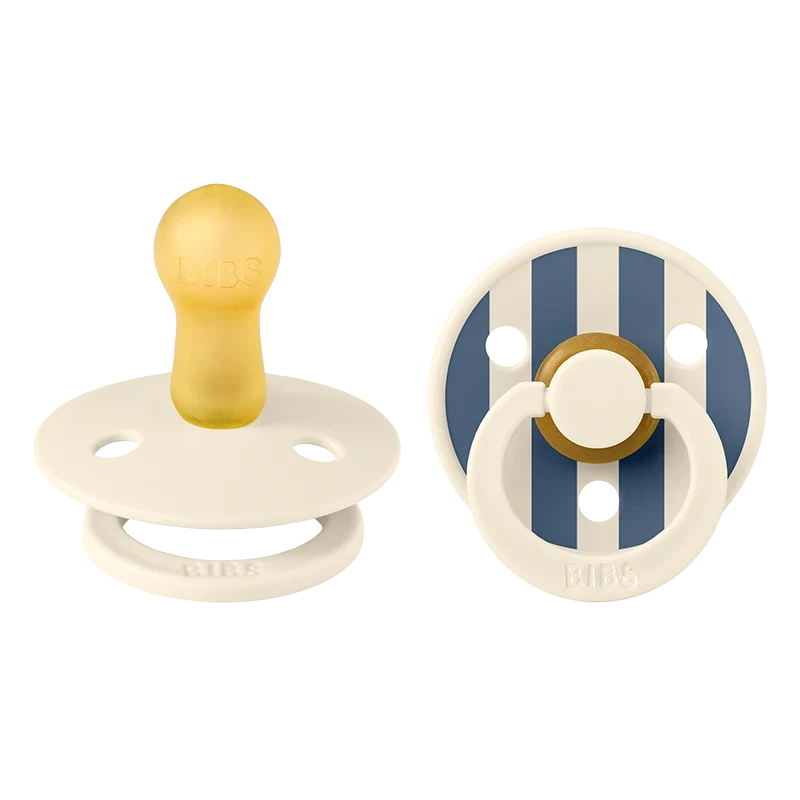 BIBS Pacifier Studio Colour Pin Latex Size 2 Ivory Steel Blue Mix 2-pack Bibs