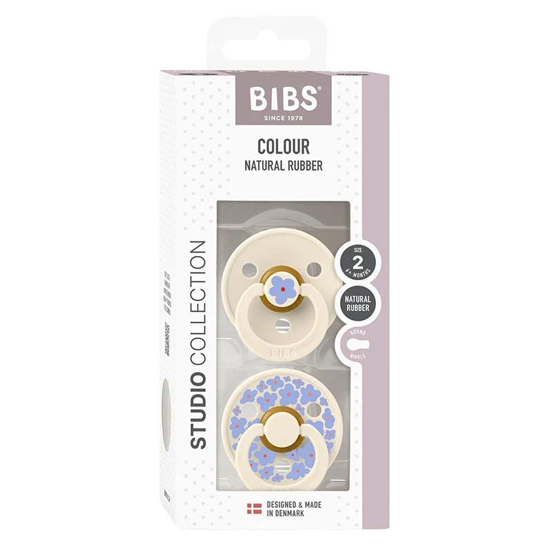 BIBS Pacifier Studio Colour Jasmine Latex Size 2 Ivory Mix 2-pack Bibs