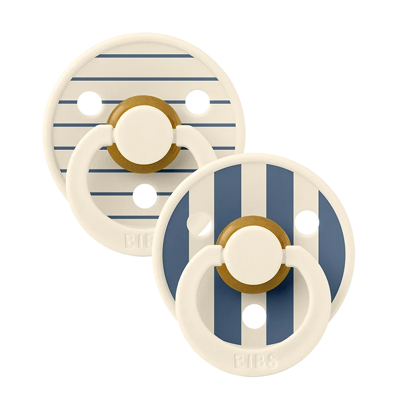 BIBS Pacifier Studio Colour Pin Latex Size 2 Ivory Steel Blue Mix 2-pack Bibs