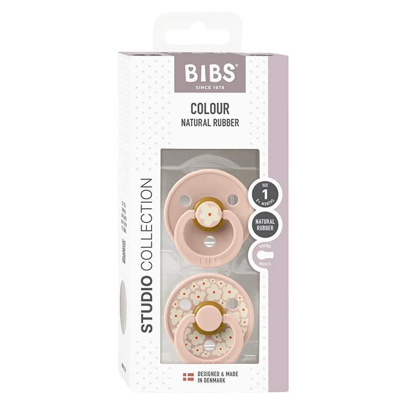 BIBS Pacifier Studio Colour Jasmine Latex Size 1 Blush Mix 2-pack Bibs
