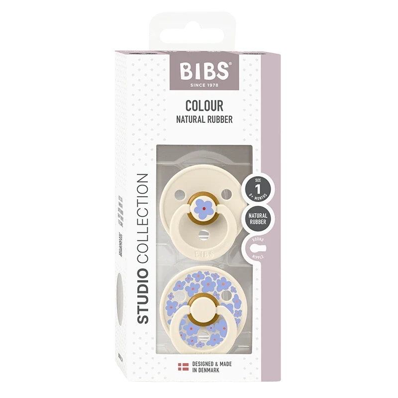 BIBS Pacifier Studio Colour Jasmine Latex Size 1 Ivory Mix 2-pack Bibs