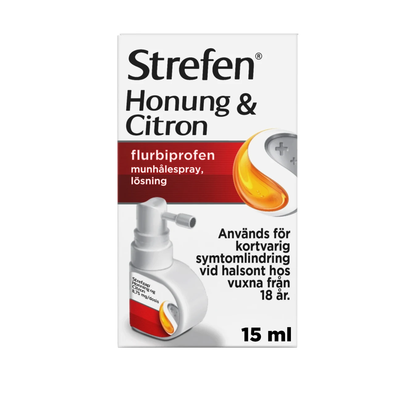 Strefen Honung & Citron Munhålespray, lösning 16,2mg/ml, 15 ml Strefen