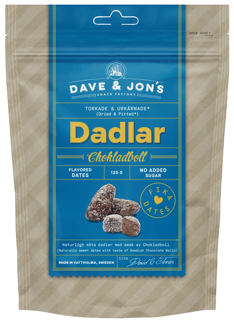 Dave & Jon's Dadlar Chokladboll 125g Dave & Jons