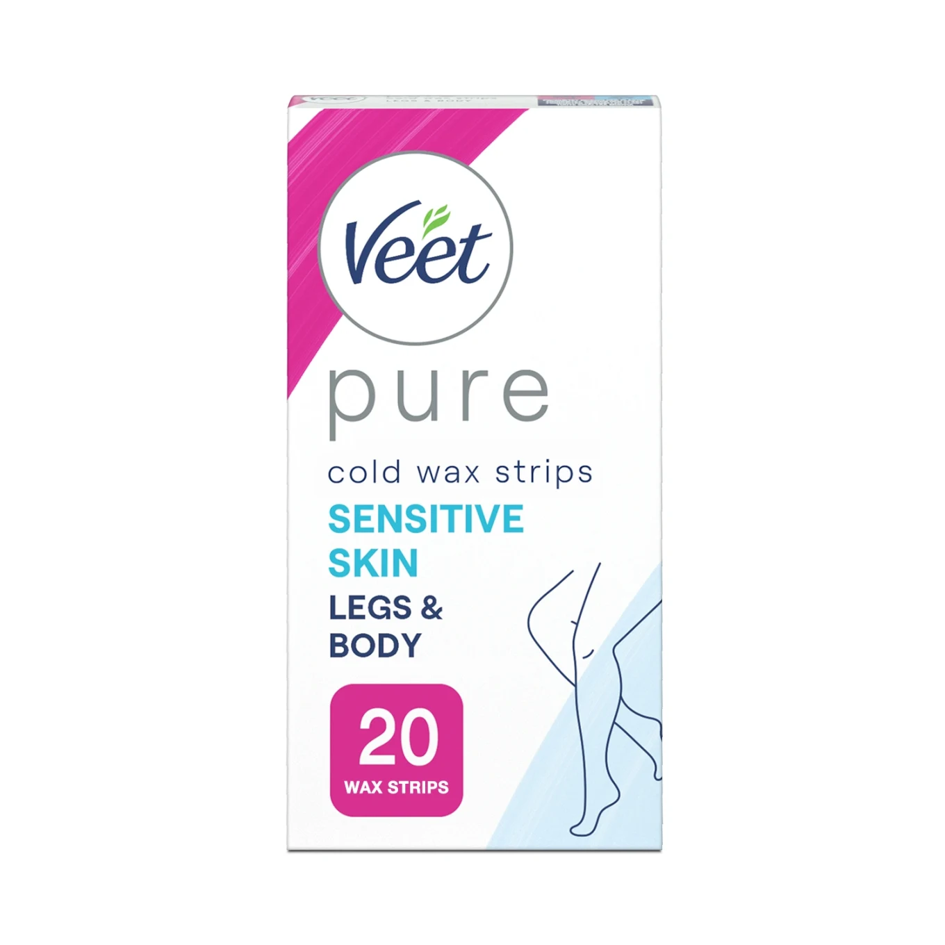 Veet Pure Wax Strips Legs & Body Sensitive Skin 20 st Veet