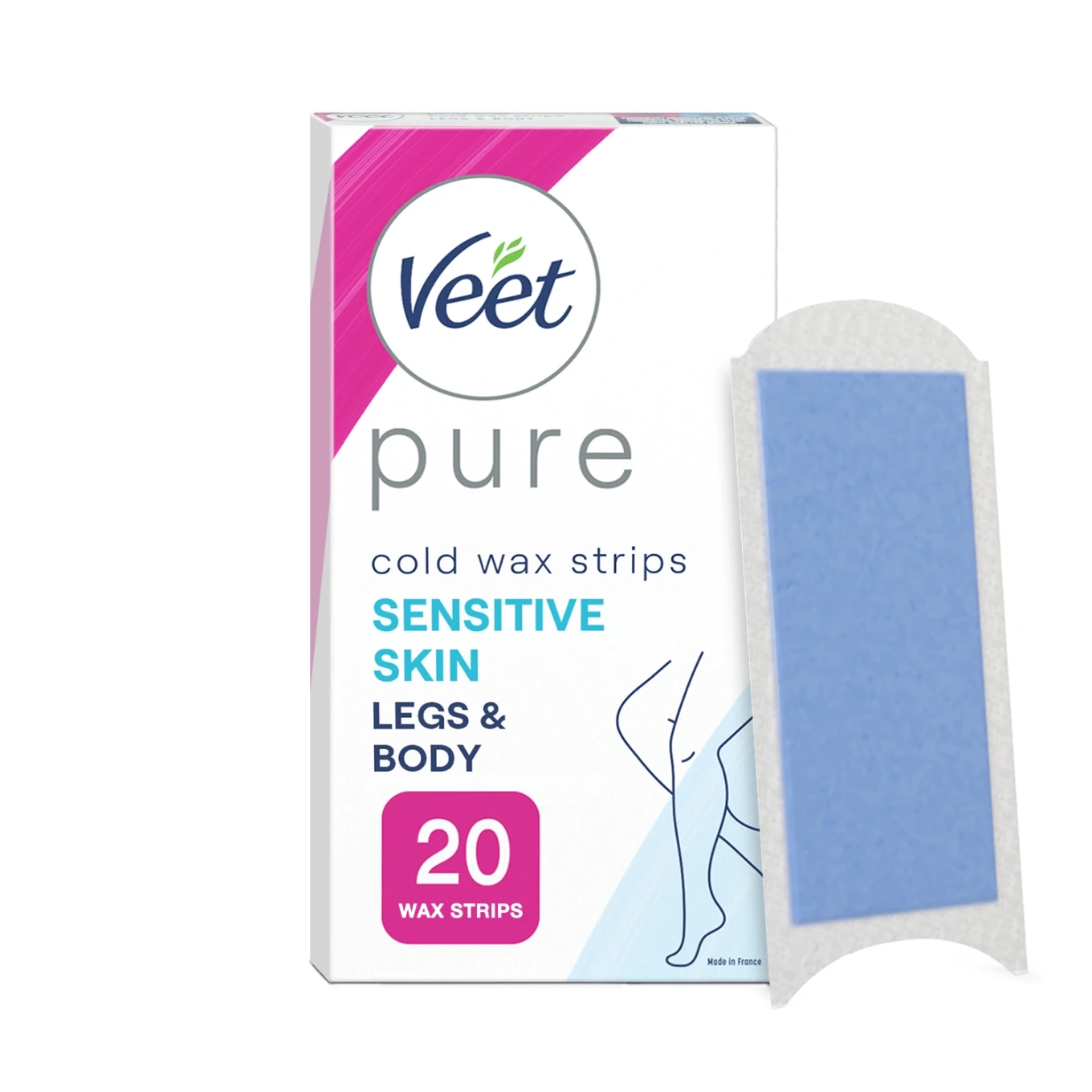 Veet Pure Wax Strips Legs & Body Sensitive Skin 20 st Veet