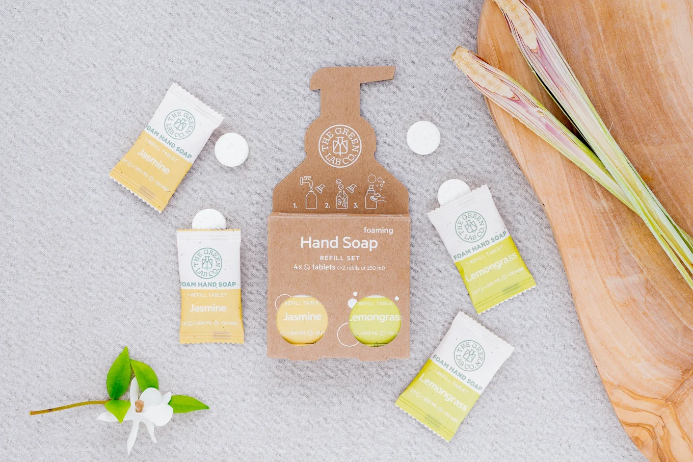 The Green Lab Hand Soap Tabs Lemongras & Jasmine 4x125ml The Green Lab