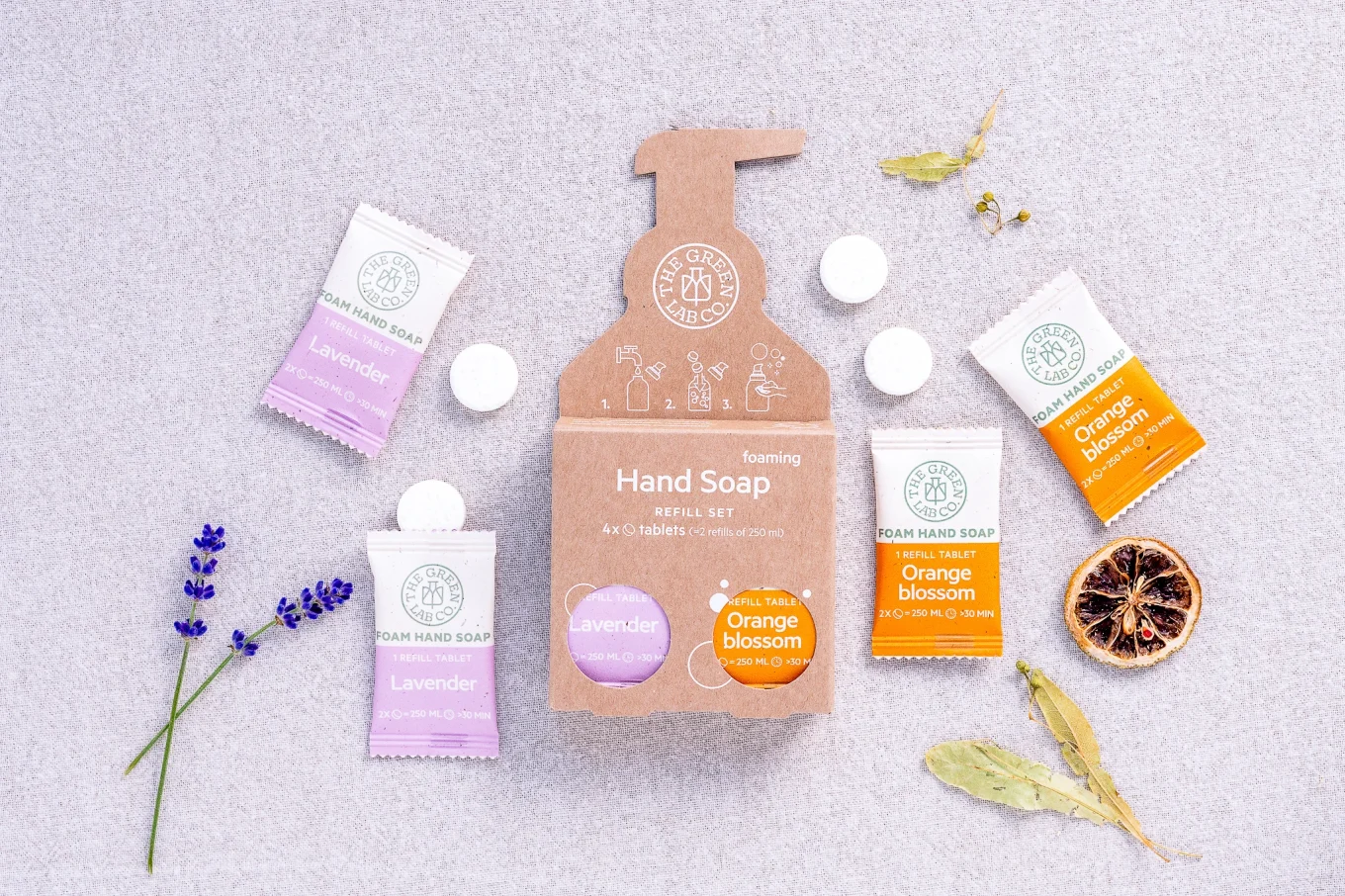 The Green Lab Hand Soap Tabs Orange & Lavender 4x125ml The Green Lab