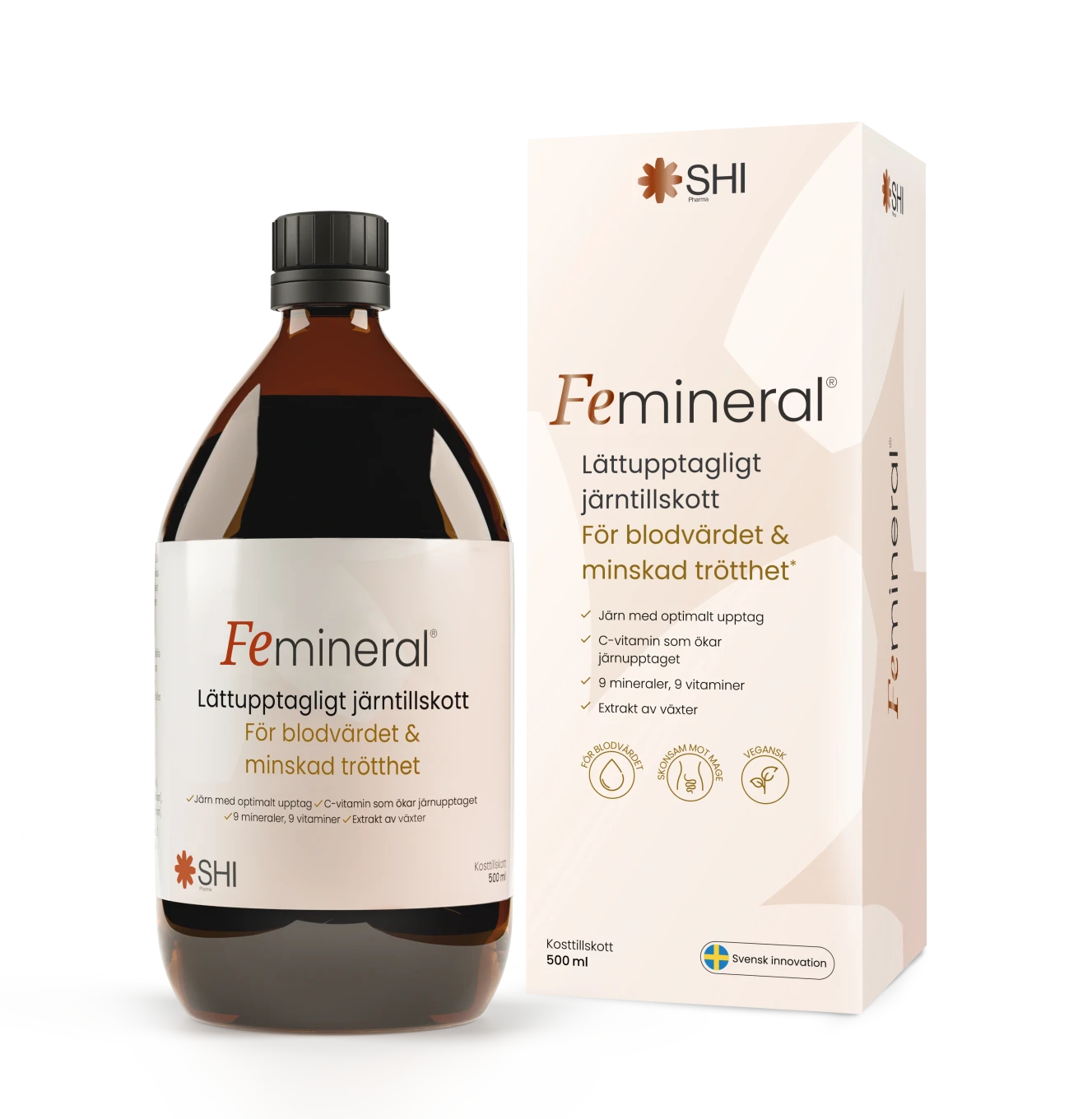 Femineral Flytande Järn- och Mineraltillskott 500 ml Femineral