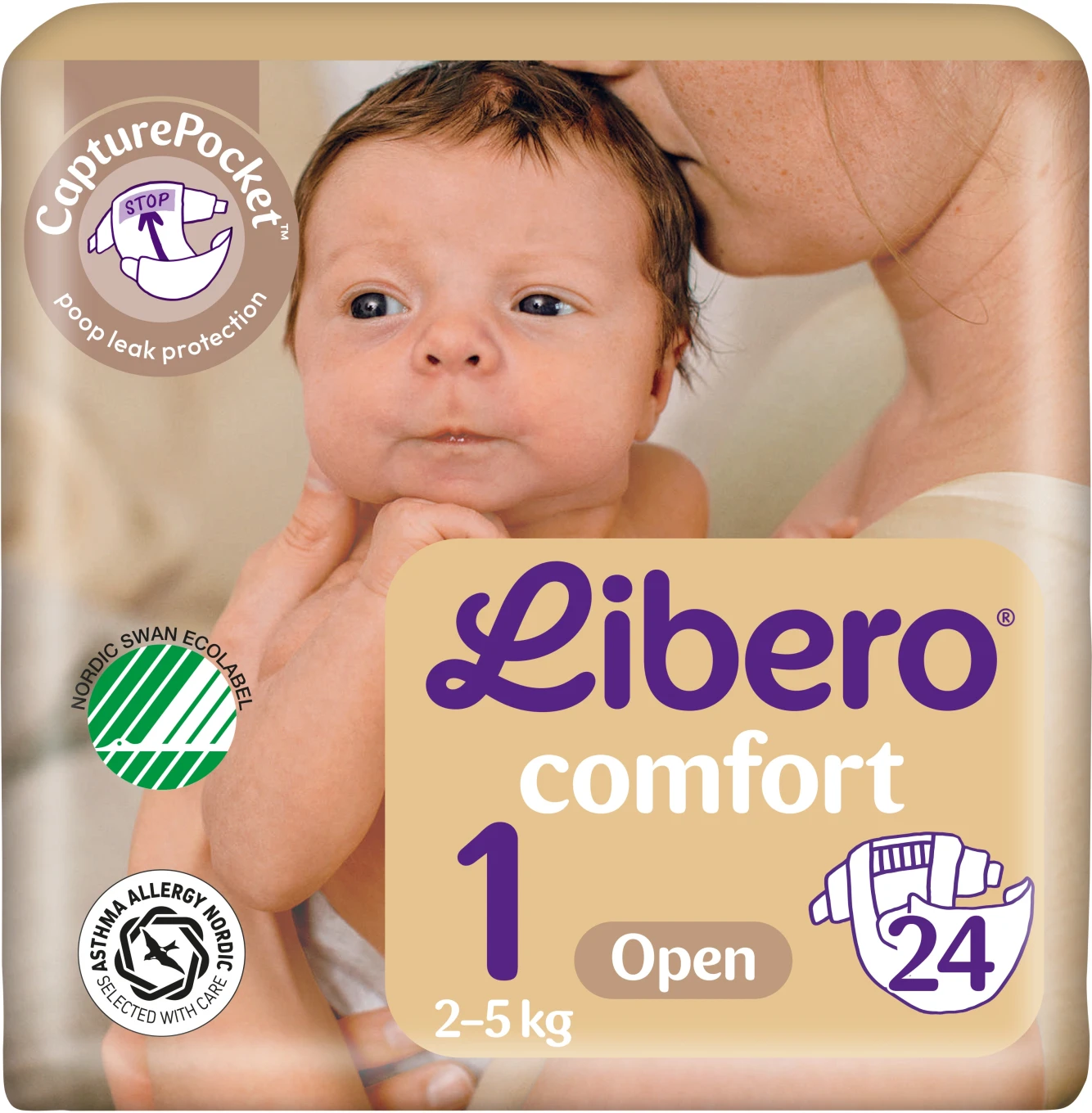 Libero Comfort 1 Öppen Blöja 2-5 kg 24 st Libero