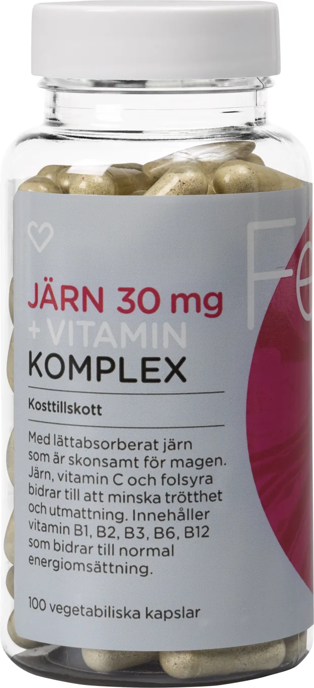 Hjärtats Järn 30mg + Vitaminkomplex 100 st Hjärtats