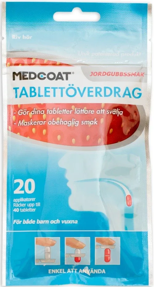 Medcoat Tablettöverdrag, Jordgubbsmak 20 st Medcoat