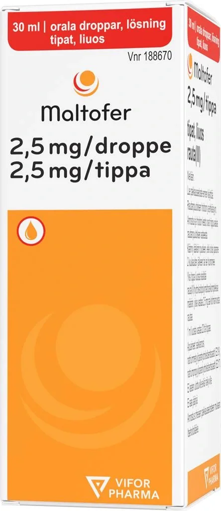 Maltofer Orala droppar, lösning 2,5mg/droppe, 30ml Maltofer
