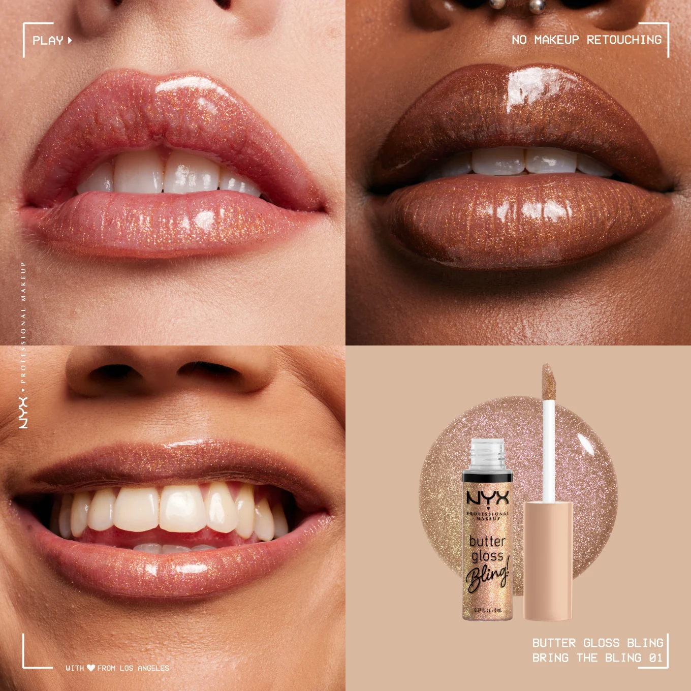 NYX Professional Makeup Butter Gloss Bling Lip Gloss 8 ml 01 Bring The Bling NYX Professional Makeup