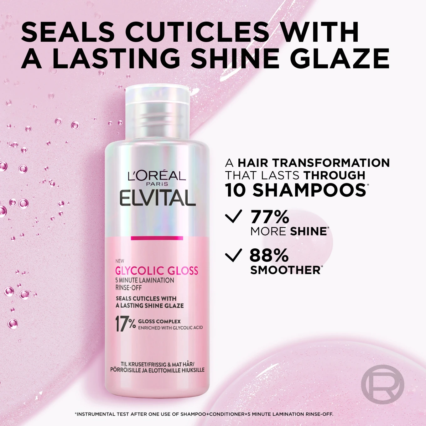 L'Oréal Paris Elvital Glycolic Gloss 5-Minute Lamination Rinse-Off  200 ml L'Oréal Paris