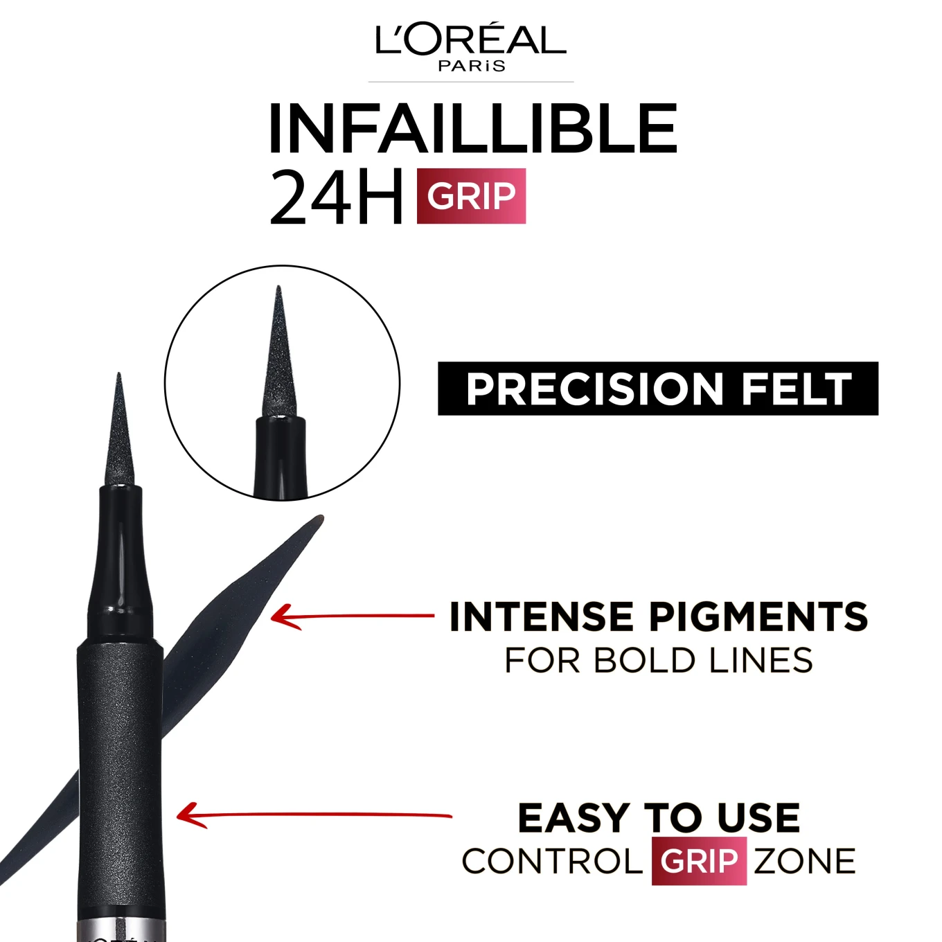 L'Oréal Paris Infaillible Grip 24H Precision Felt Eyeliner Black 01 1 g 01 Black LOreal Paris