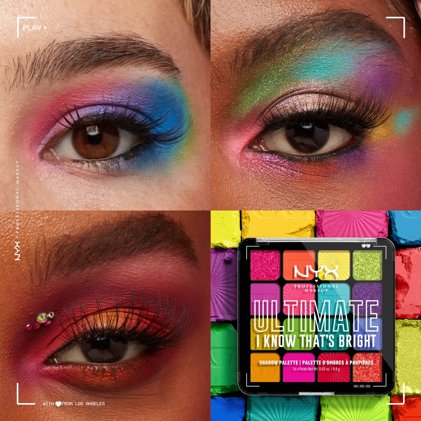 NYX Professional Makeup Ultimate Color Palette 16-Pan 16 x 0,8 g  04W I Know thats Bright NYX Professional Makeup