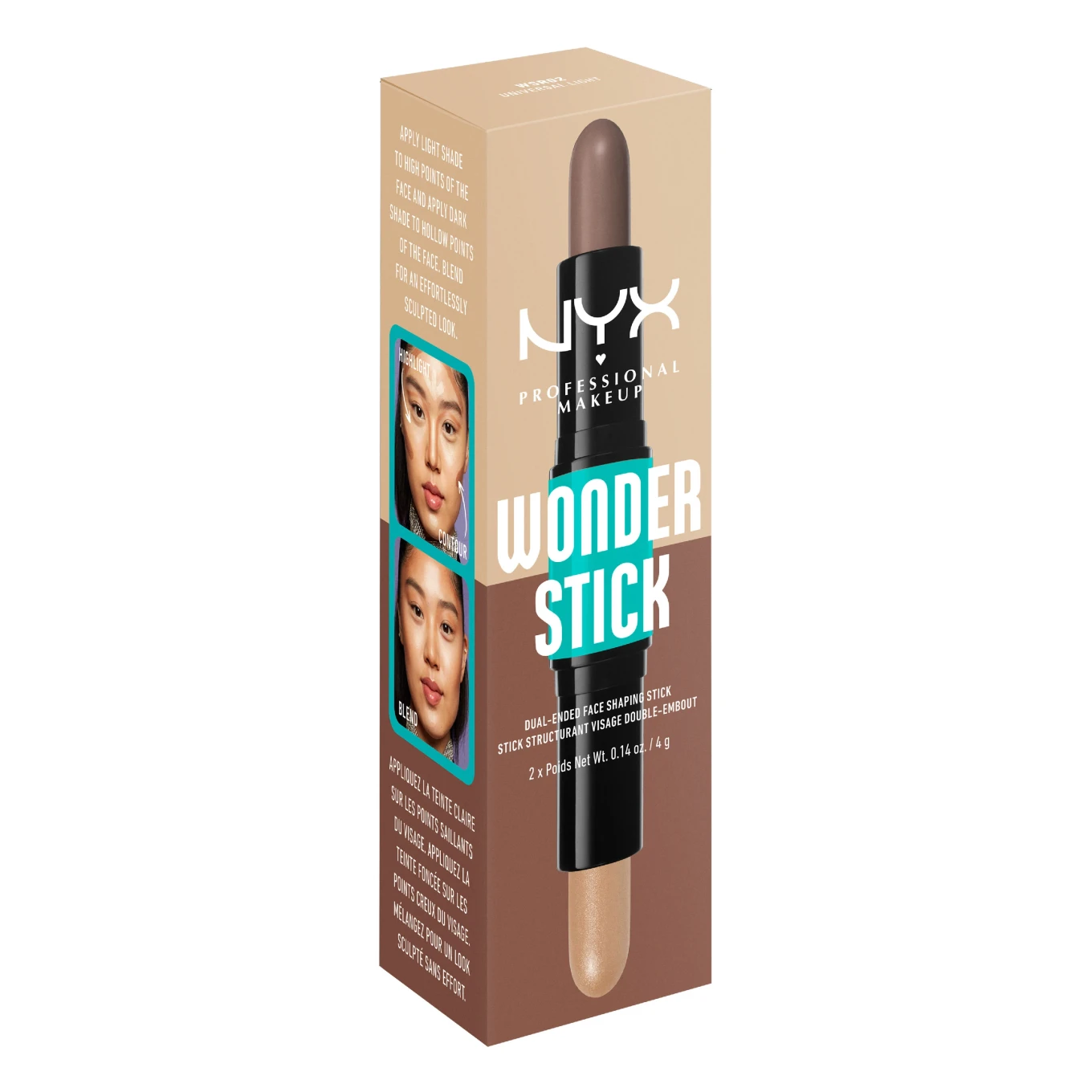 NYX Professional Makeup Wonder Stick Dual-Ended Face Shaping Stick 4g 02 Light NYX Professional Makeup