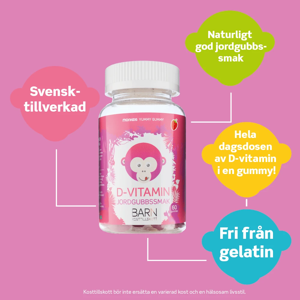 Monkids D-vitamin Barn Jordgubb 60 st Monkids