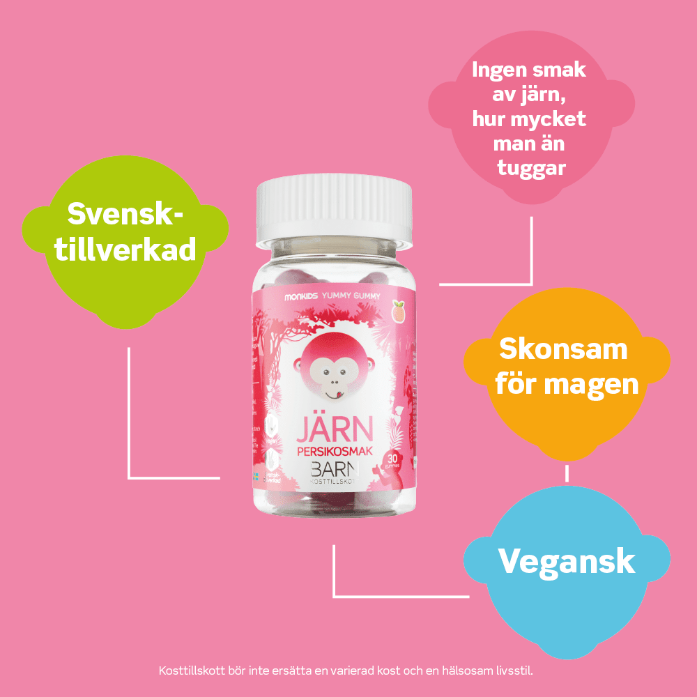 Monkids Järn Barn Persika 30 st Monkids
