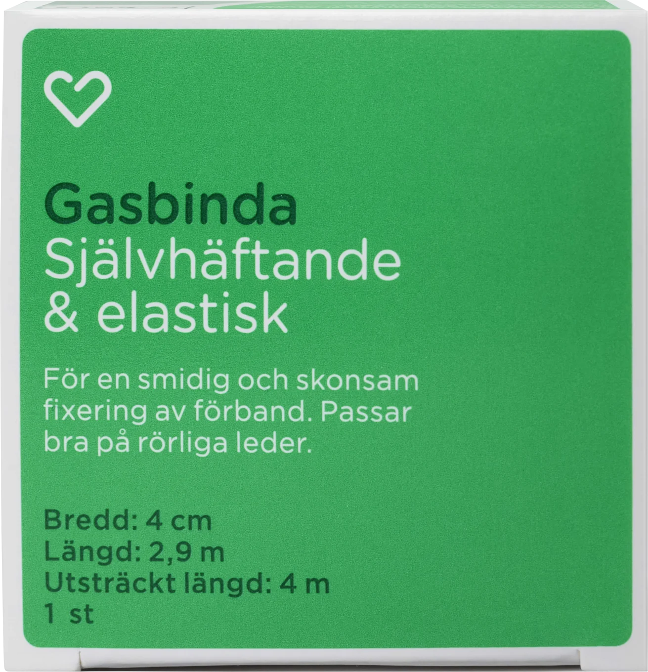 Hjärtats Gasbinda Självhäftande 4cm x 4m 1st Hjärtats