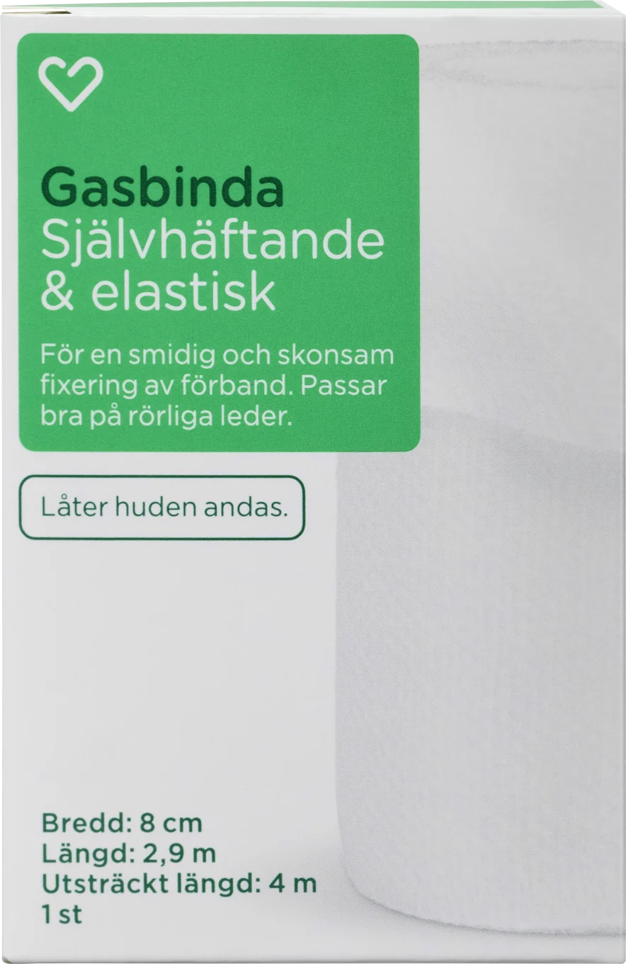 Hjärtats Gasbinda Självhäftande 8cm x 4m 1st Hjärtats