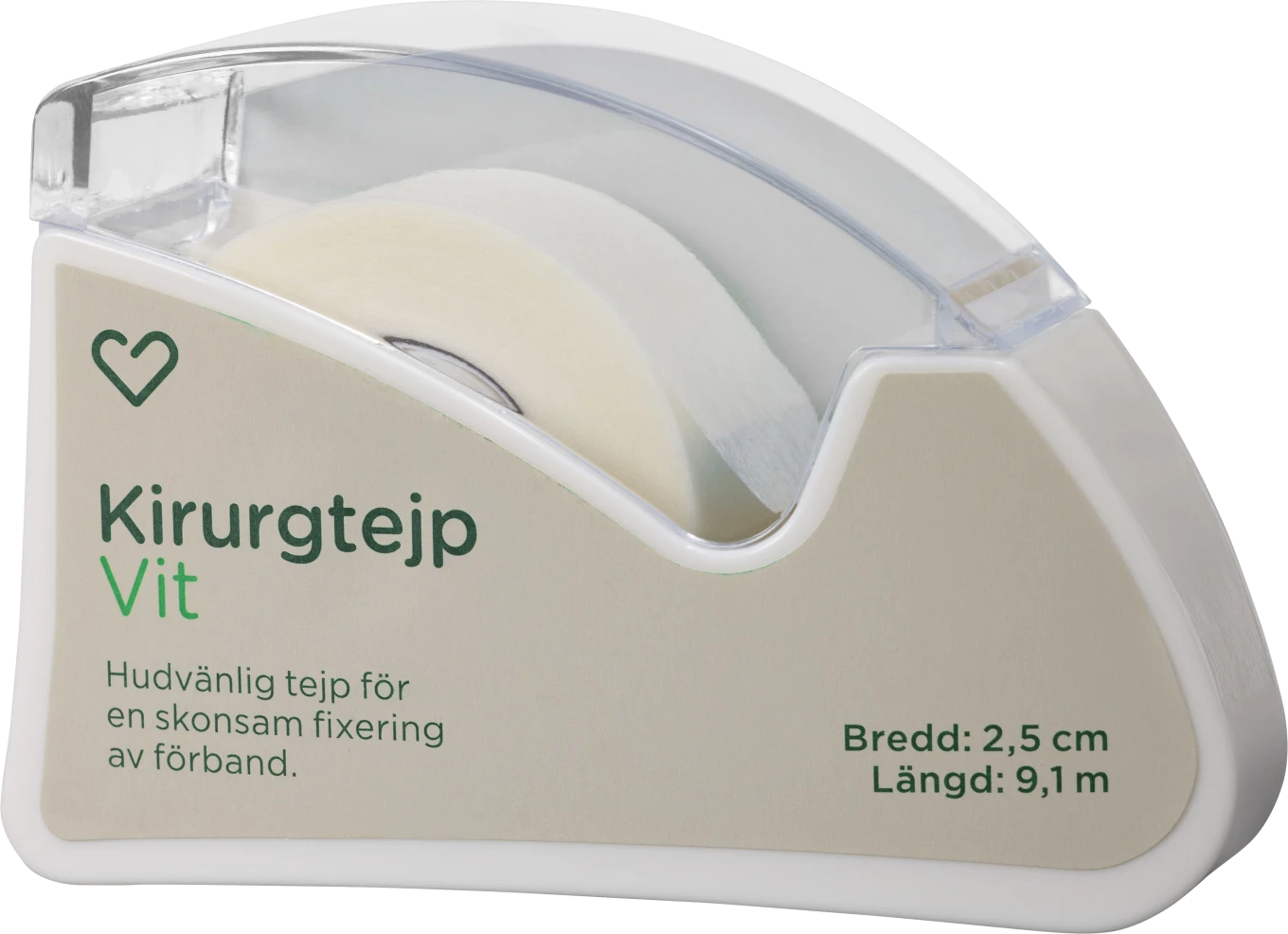 Hjärtats Kirurgtejp Vit 2,5cm x 9,1m 1st Hjärtats