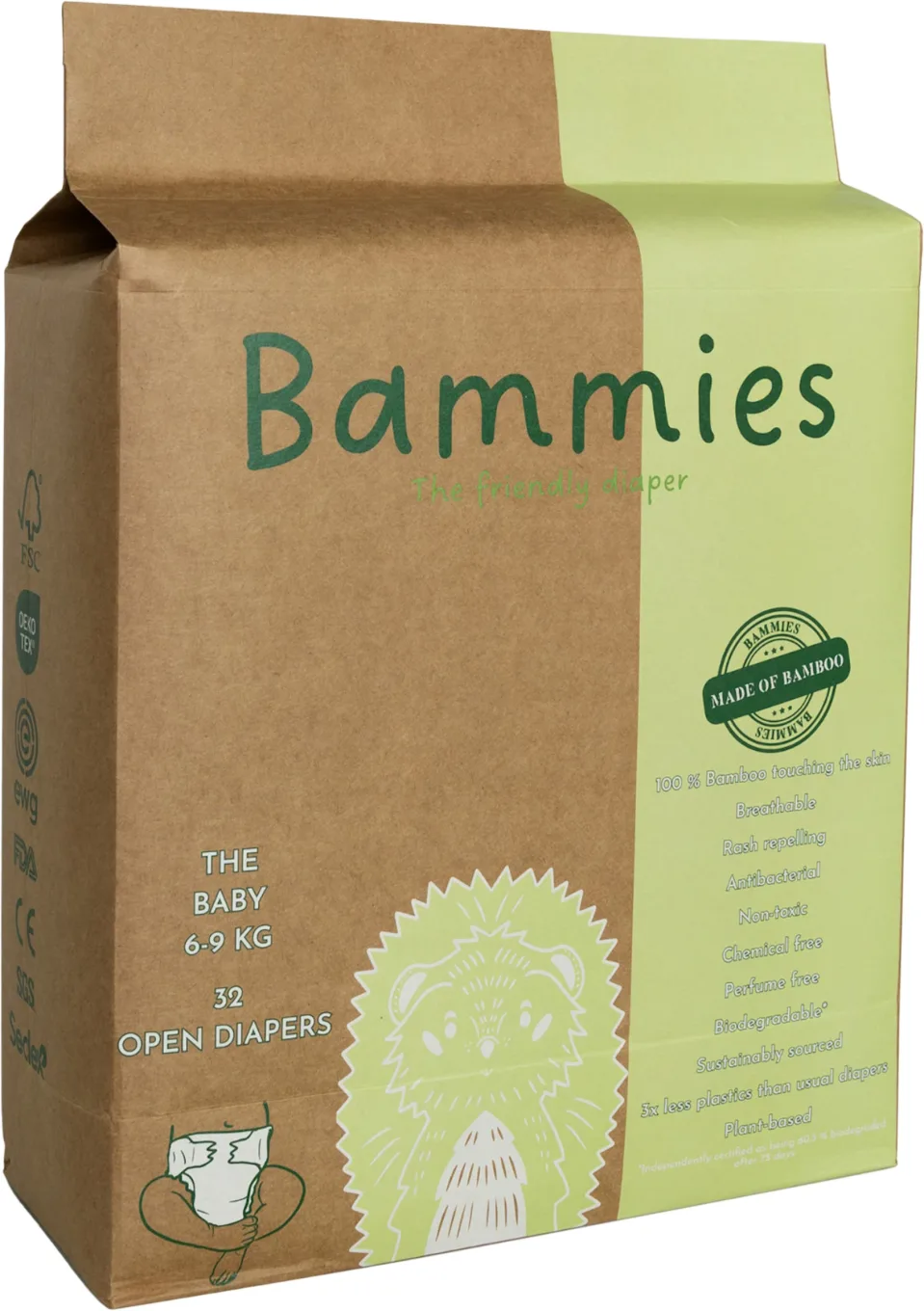 Bammies Bambublöjor The Baby 6-9 kg 32 st Bammies