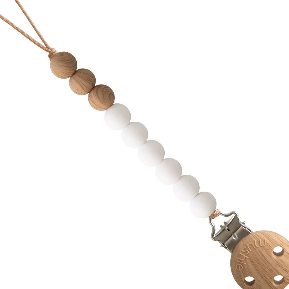 Mushie Pacifier Clip Eva White Mushie