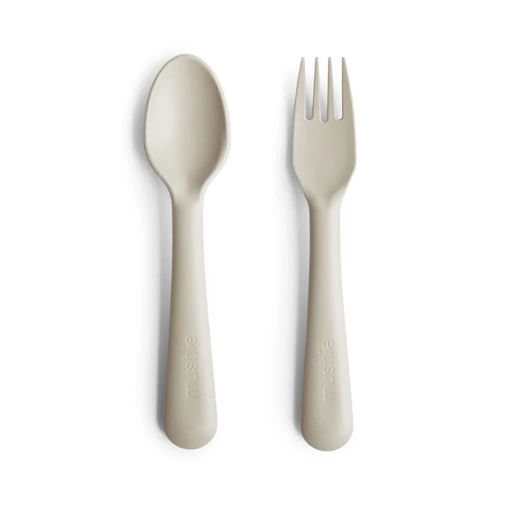 Mushie Fork & Spoon Ivory Mushie