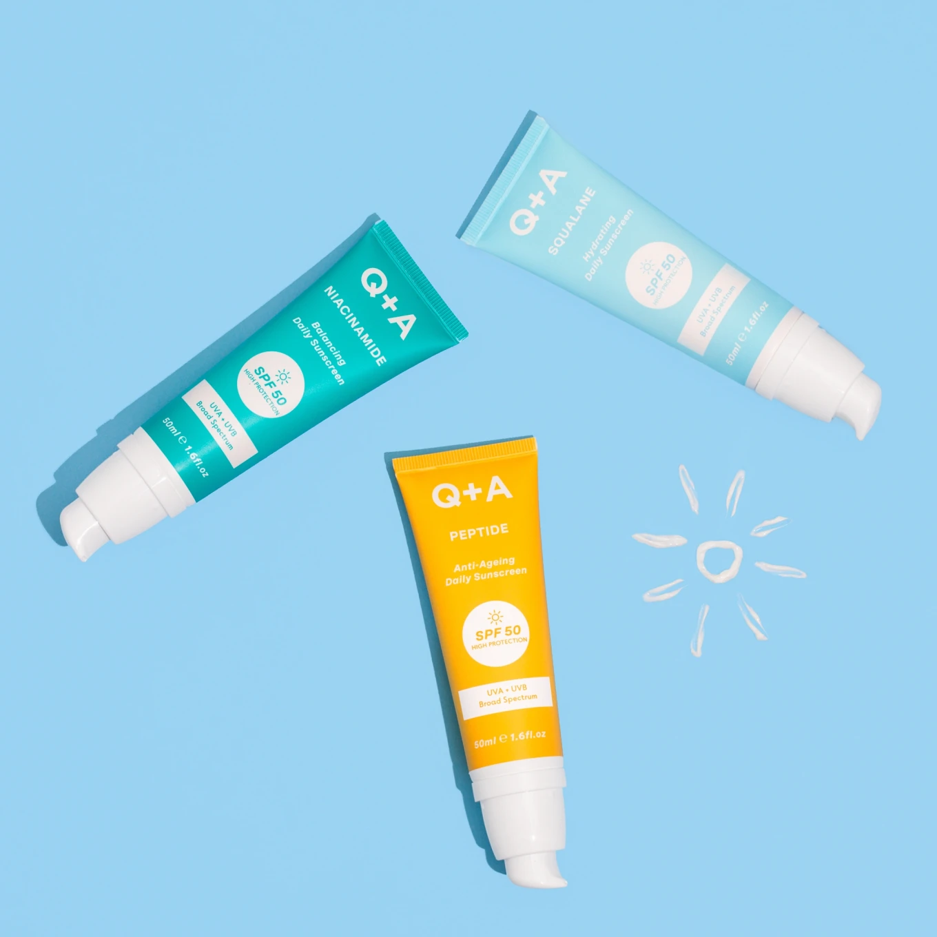 Q+A Peptide Sunscreen SPF 50, 50 ml Q+A