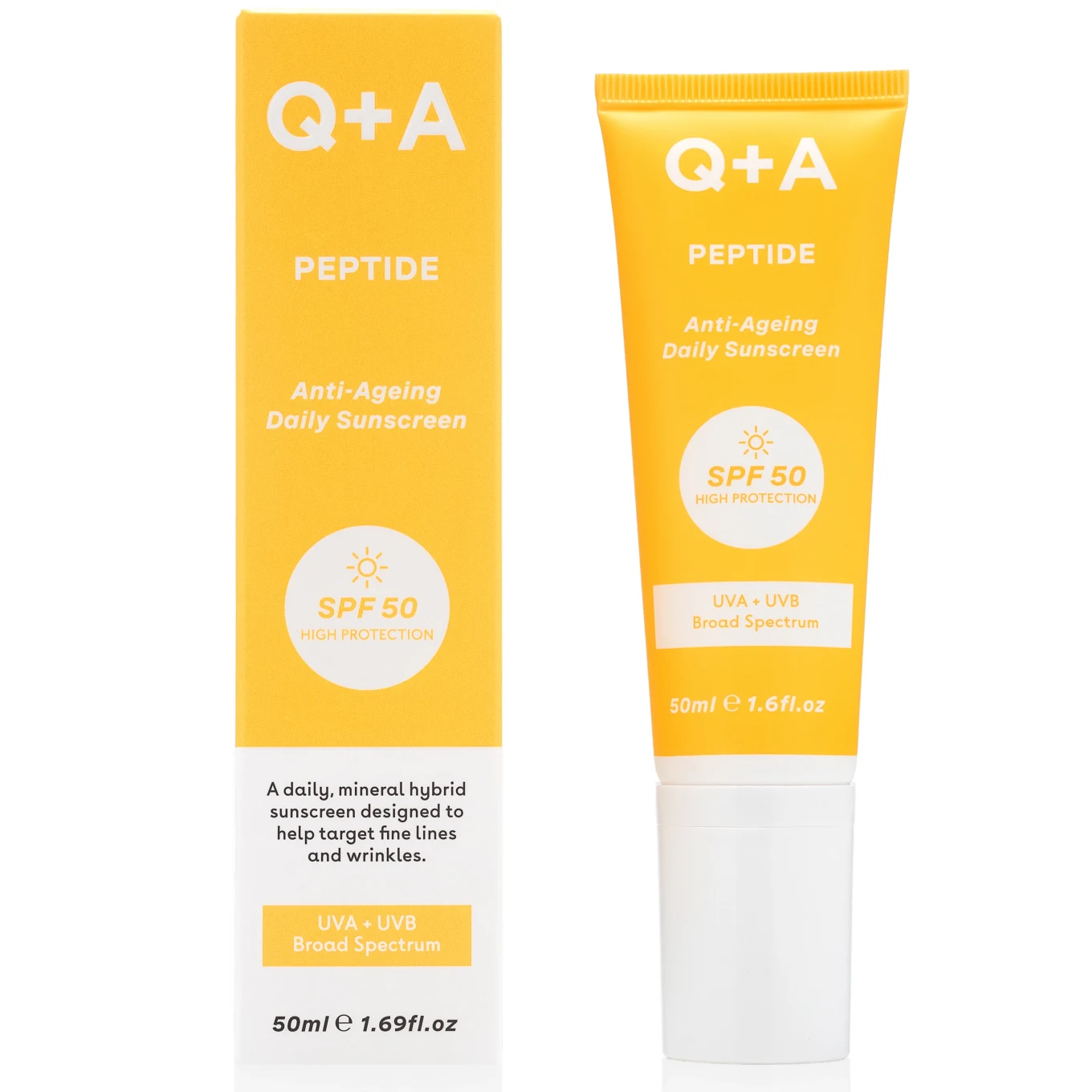 Q+A Peptide Sunscreen SPF 50, 50 ml Q+A