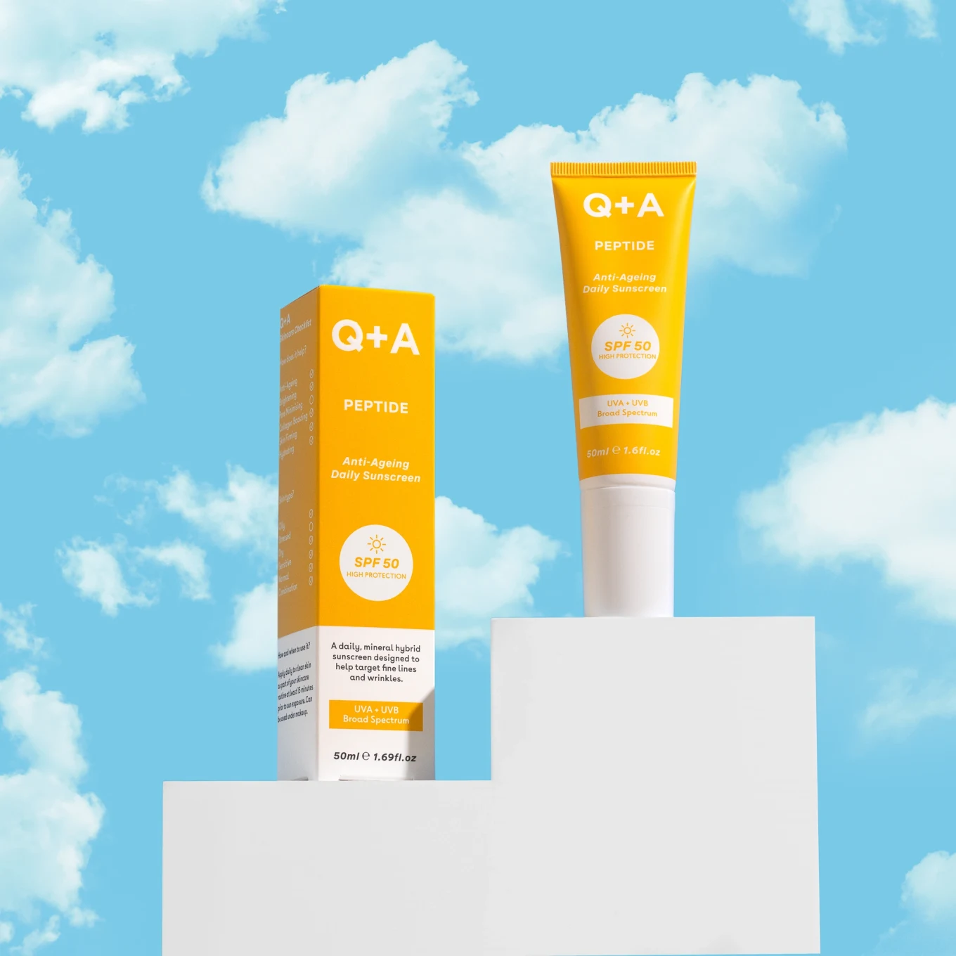 Q+A Peptide Sunscreen SPF 50, 50 ml Q+A
