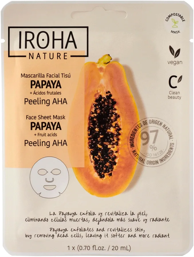 Iroha Nature Peeling AHA Papaya Face Sheet Mask 20 ml Iroha Nature